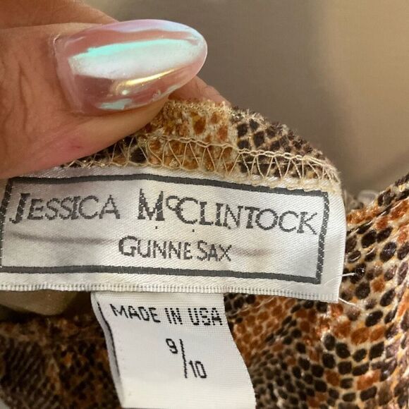 Gunne Sax x Jessica McClintock Snake Print Halter Dress - Picture 3 of 4